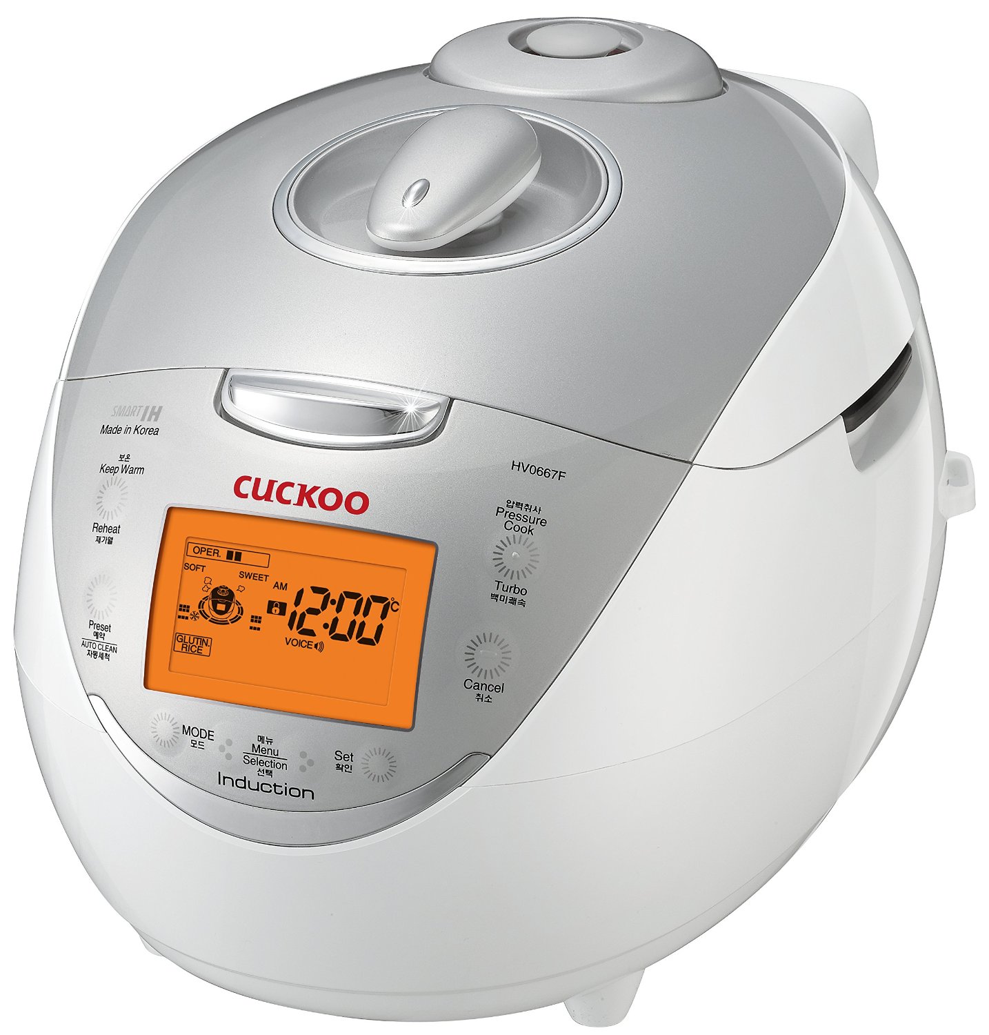 Cuckoo CRPHV0667F IH Pressure Rice Cooker, 6 Cup, Silver