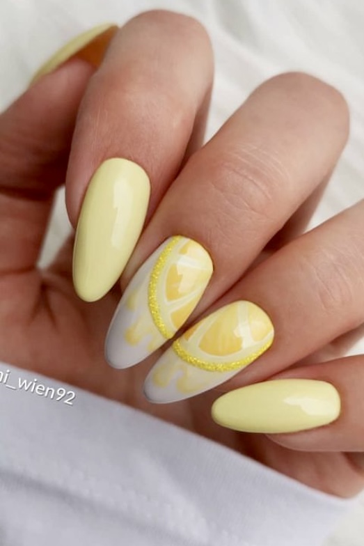 40 Pretty Lemon Nail Art Ideas to Try This Season