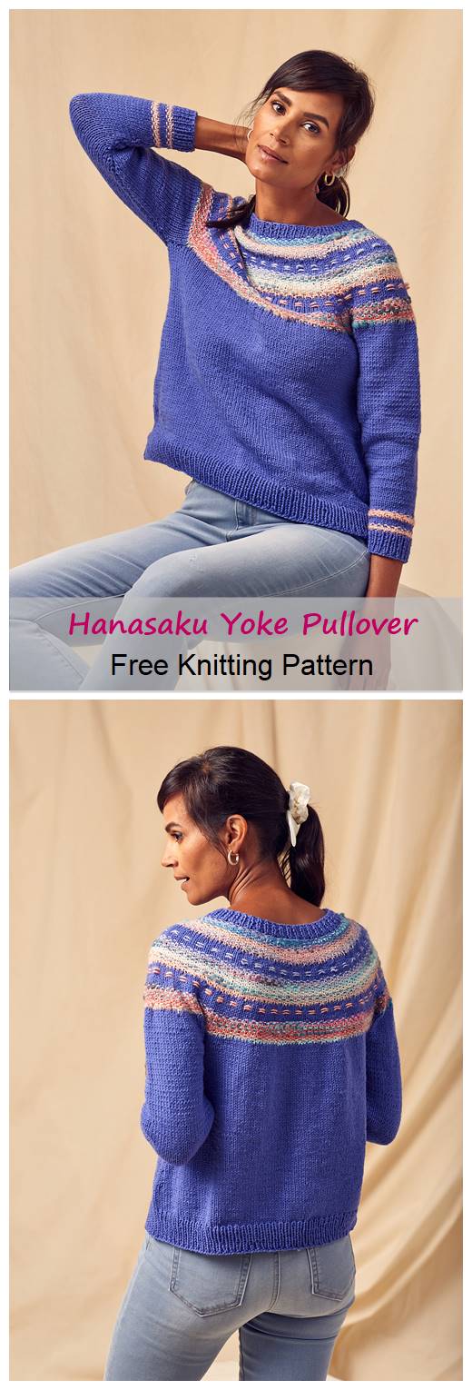 Hanasaku Yoke Pullover Free Knitting Pattern Your Crafts