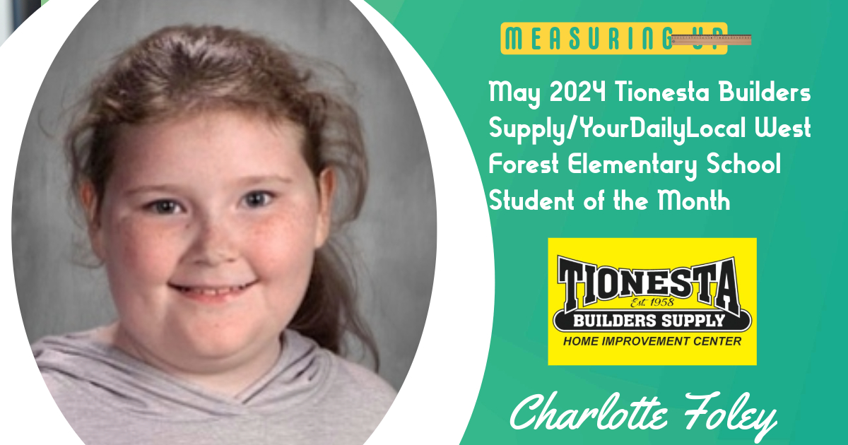 Charlotte Foley Earns Tionesta Builders Supply West Forest Elementary