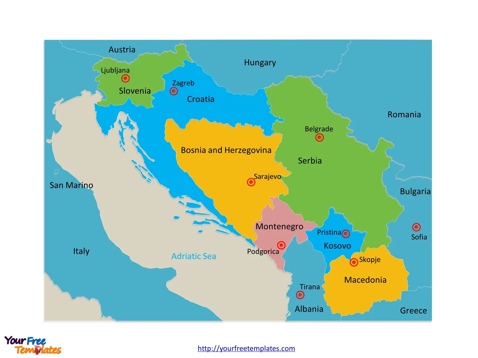 Blank Map Of Yugoslavia Free Yugoslavia Editable Map - Free Powerpoint Template