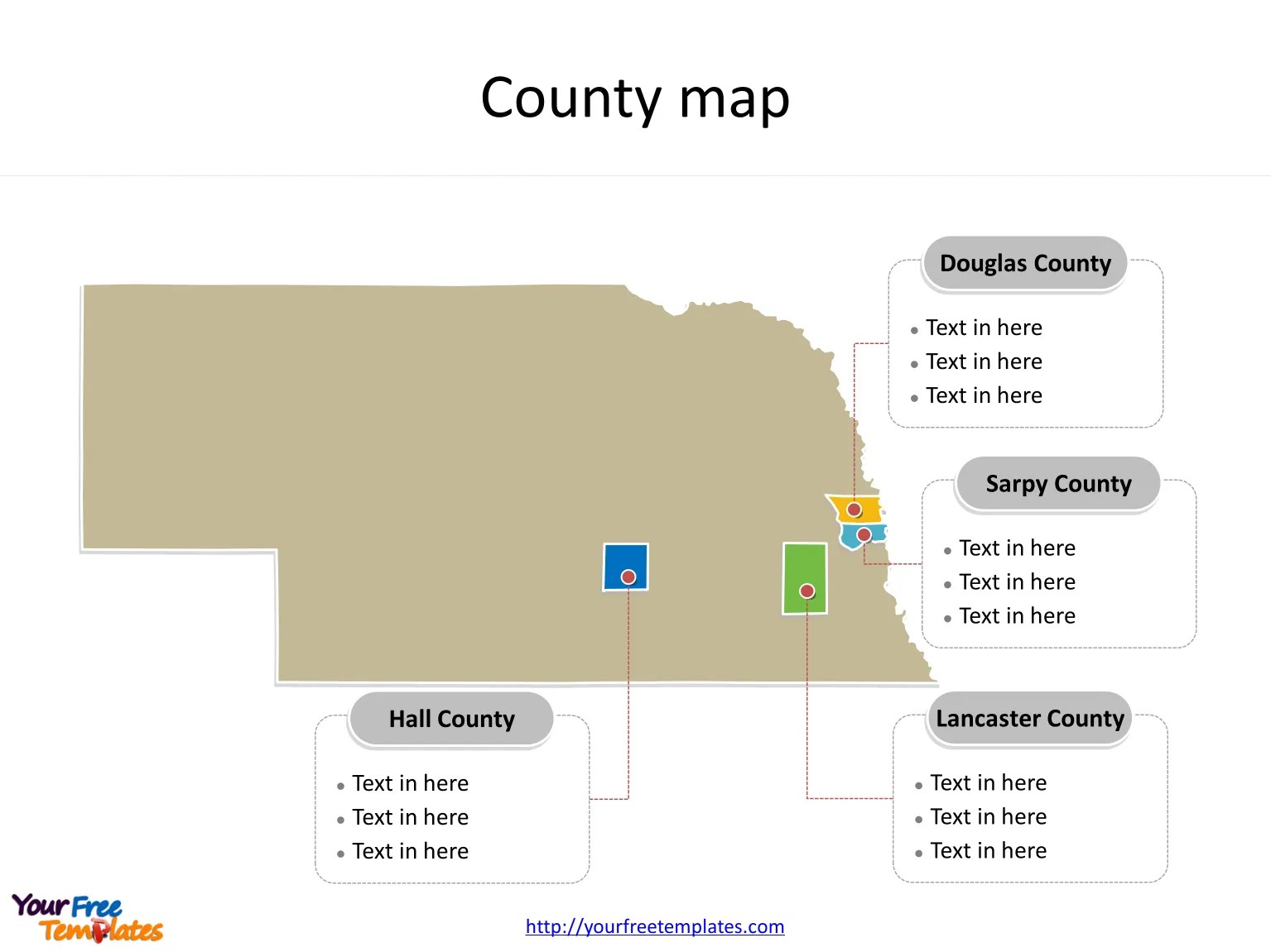 Nebraska map PowerPoint templates Free PowerPoint Template