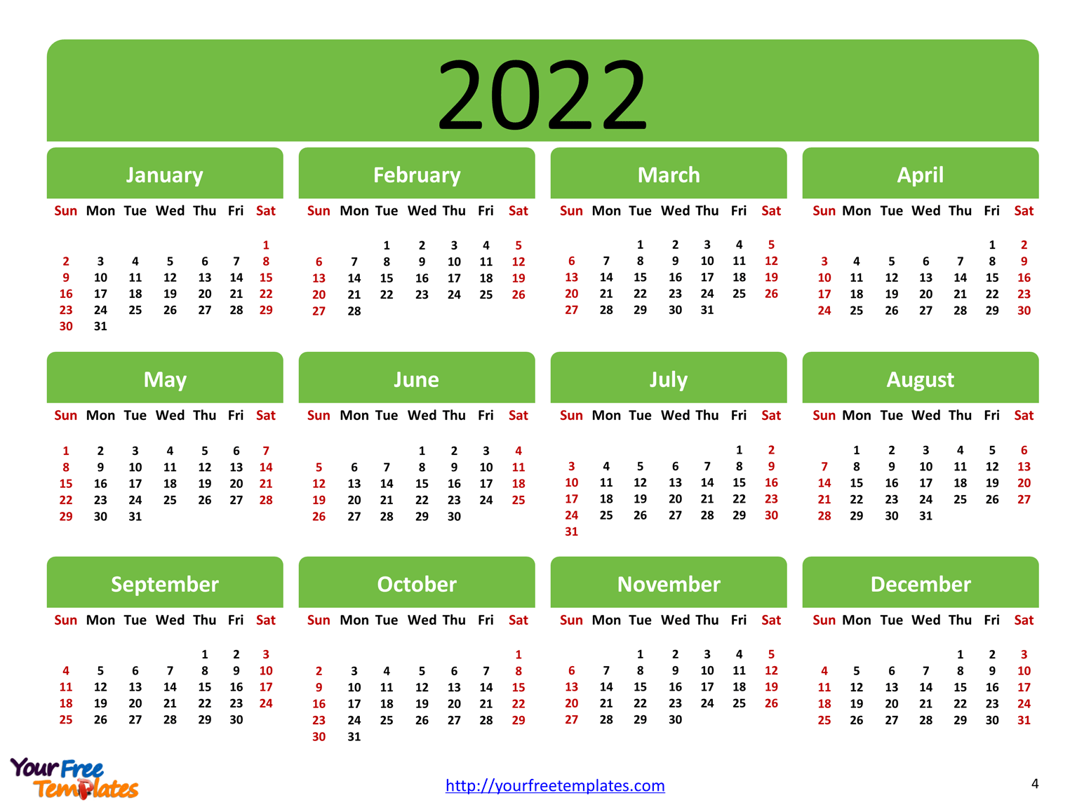 Calendar-2022-4 - Free Powerpoint Template
