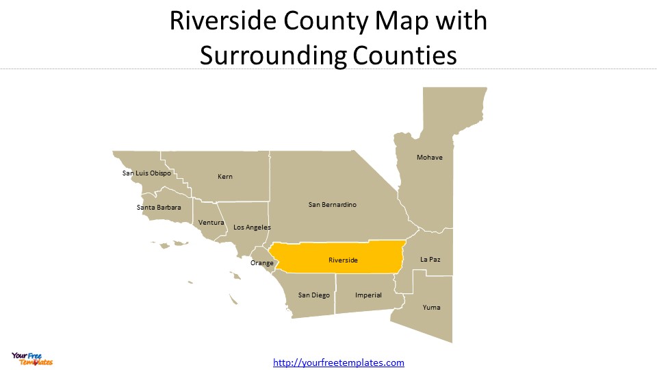 US California Riverside County Map Free PowerPoint Template