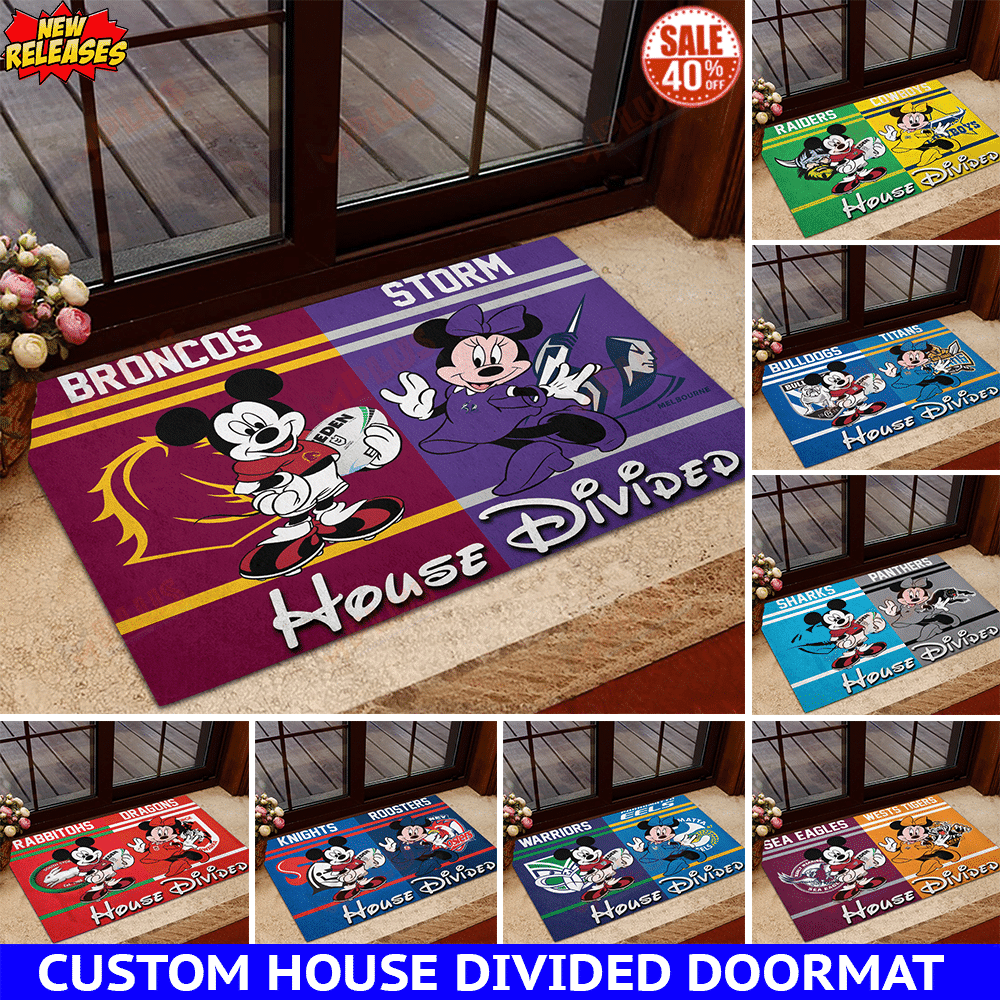5. House Divided Custom Doormat Any league, Any Team YourGearsNow