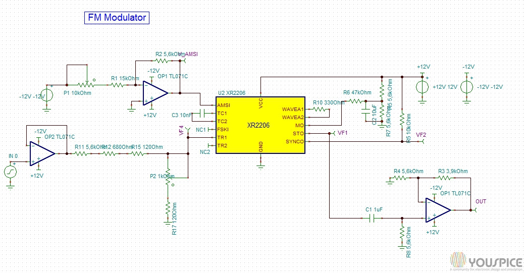 FM Modulator with a XR2206 YouSpice