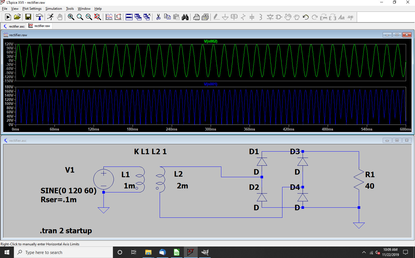 Full Bridge Diode Rectifier YouSpice