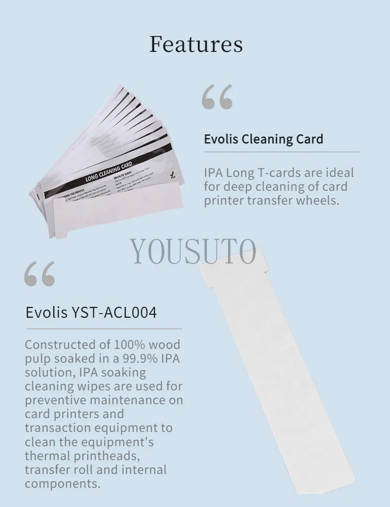 Evolis ACL004 TCard Cleaning Kit Long T Cleaning Card