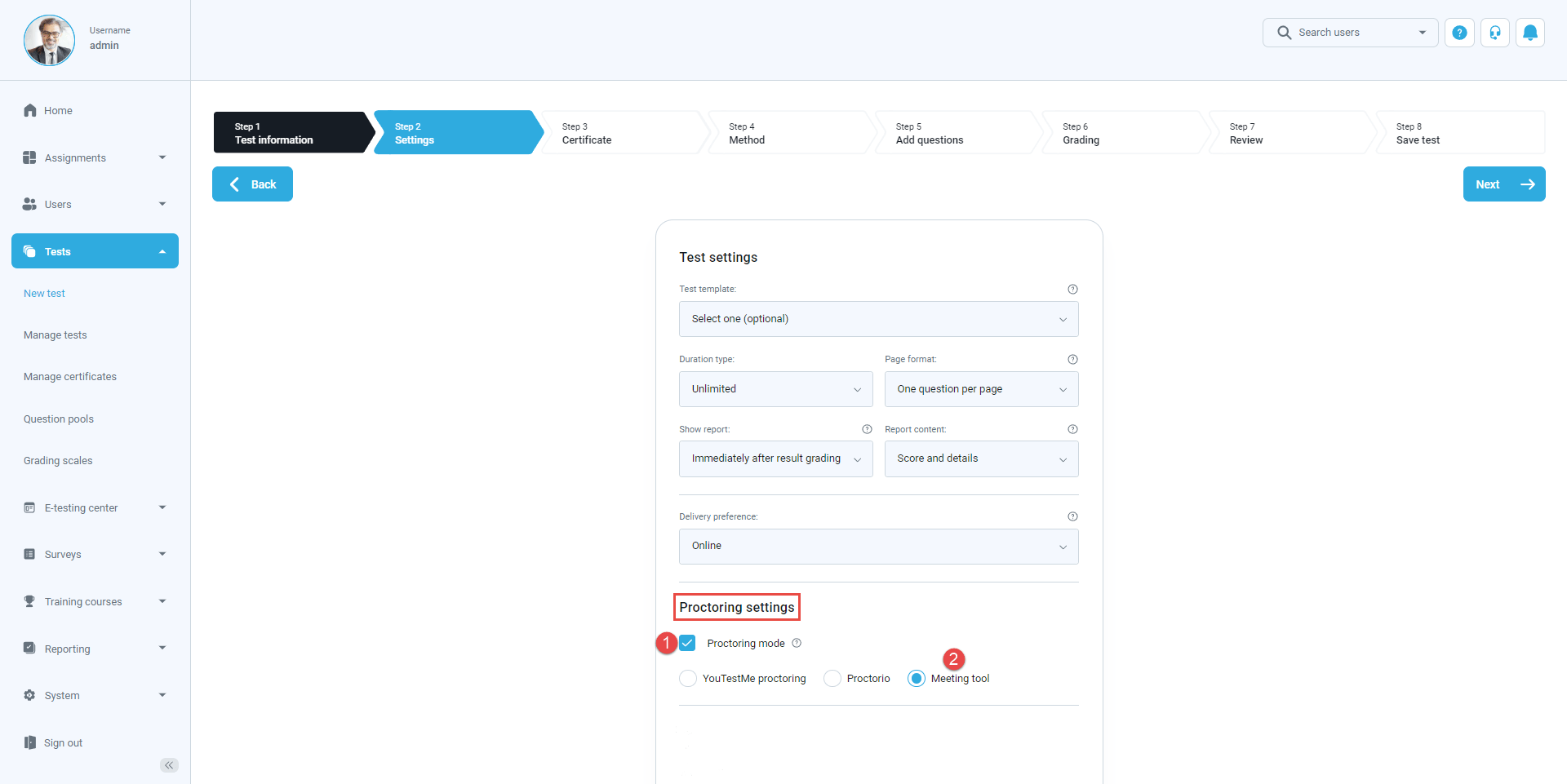 Using meeting tools to proctor online tests YouTestMe