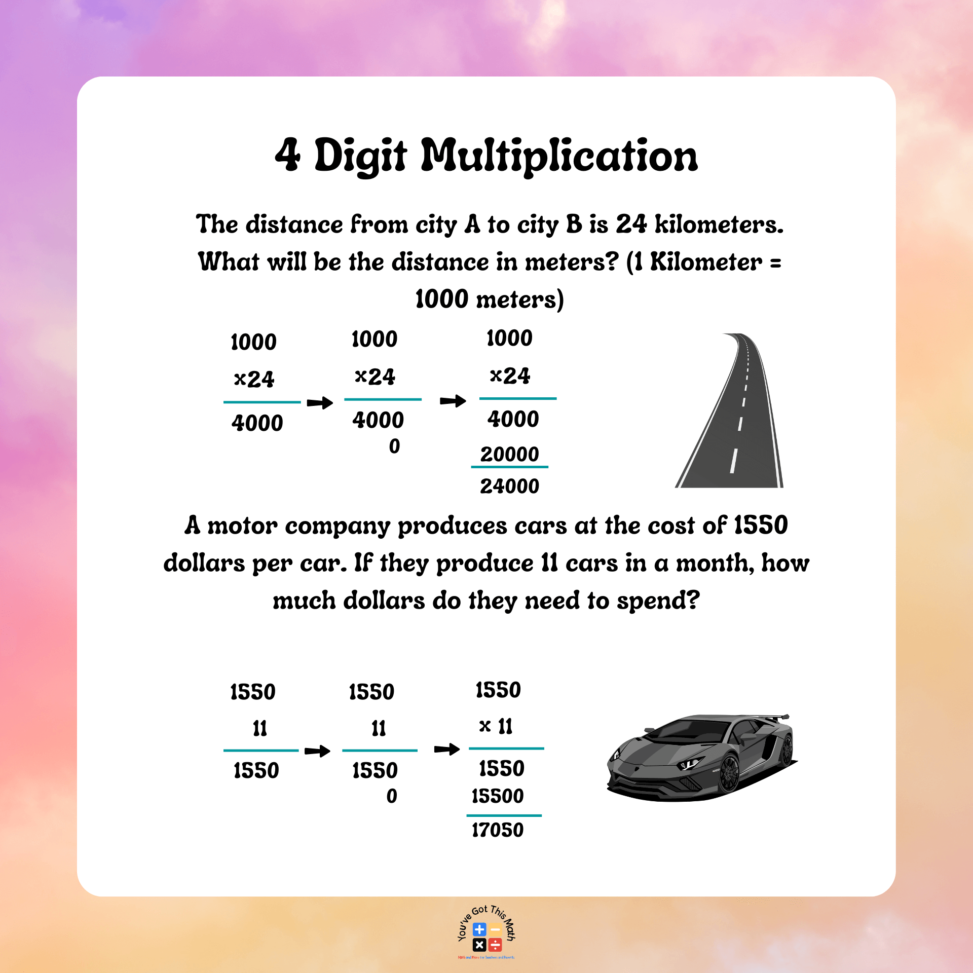 Multi Digit Multiplication Word Problems | Free Worksheet