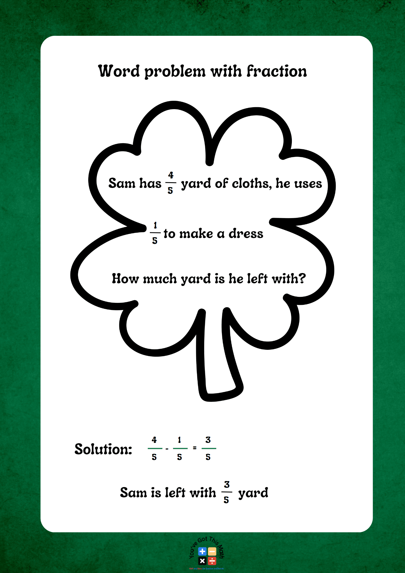 St. Patrick's Day Fraction Math 5 Free Worksheets