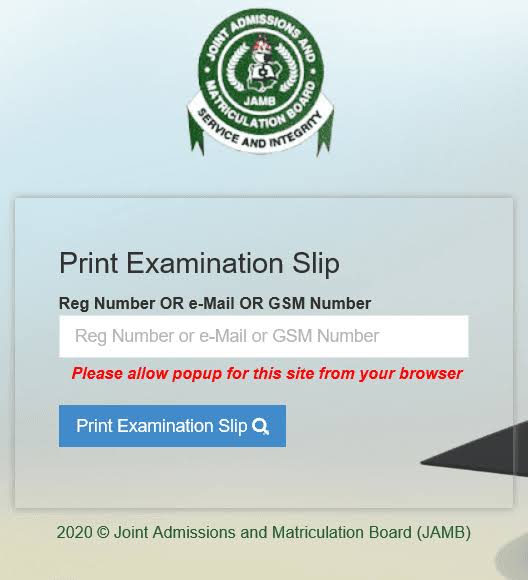JAMB Reprinting slipprintexamslip 2024/2025 Youwin