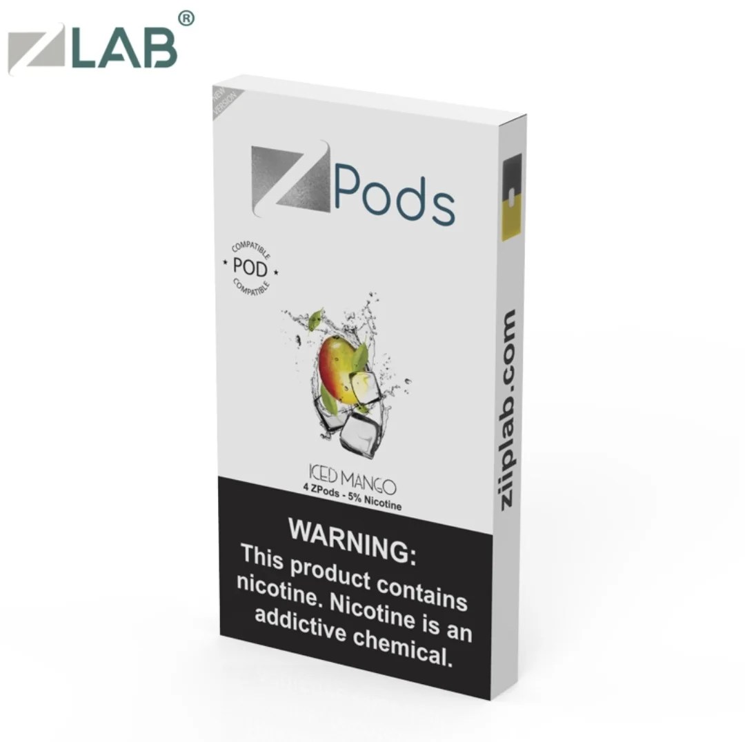 JUUL PODS Ice Mango Brand ZIIP 5 Nicotine Pack of 4 Pods 1ml
