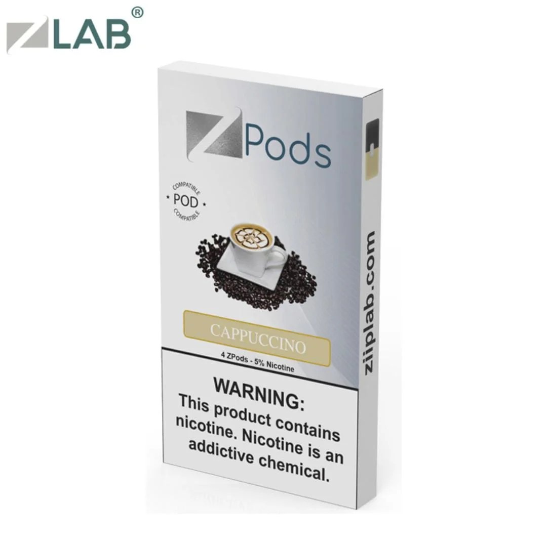 JUUL PODS Cappuccino Brand ZIIP 5 Nicotine Pack of 4 Pods 1ml