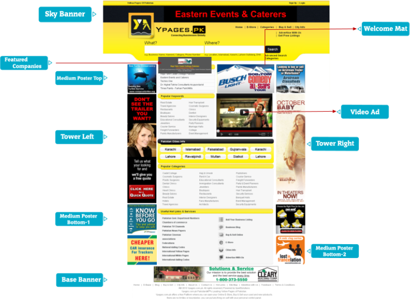 Advertisement Options and Rates of Ypages.pk Yellow Pages of Pakistan