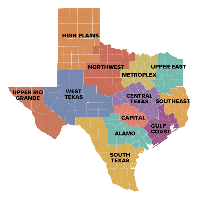 YTexas 12 Regions that make up Texas