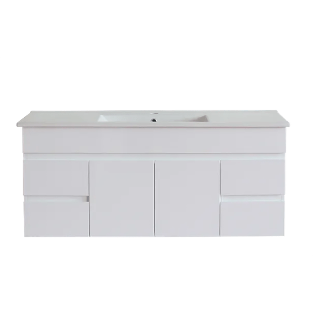 1500MM White MDF Vanity Double Bowl Wall Hung Only/ With Ceramic Top YT GROUP