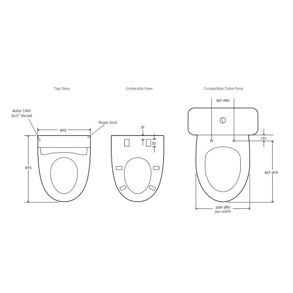 Englefield Polypropylene Bidet Intelligent Toilet Seat Plus White YT