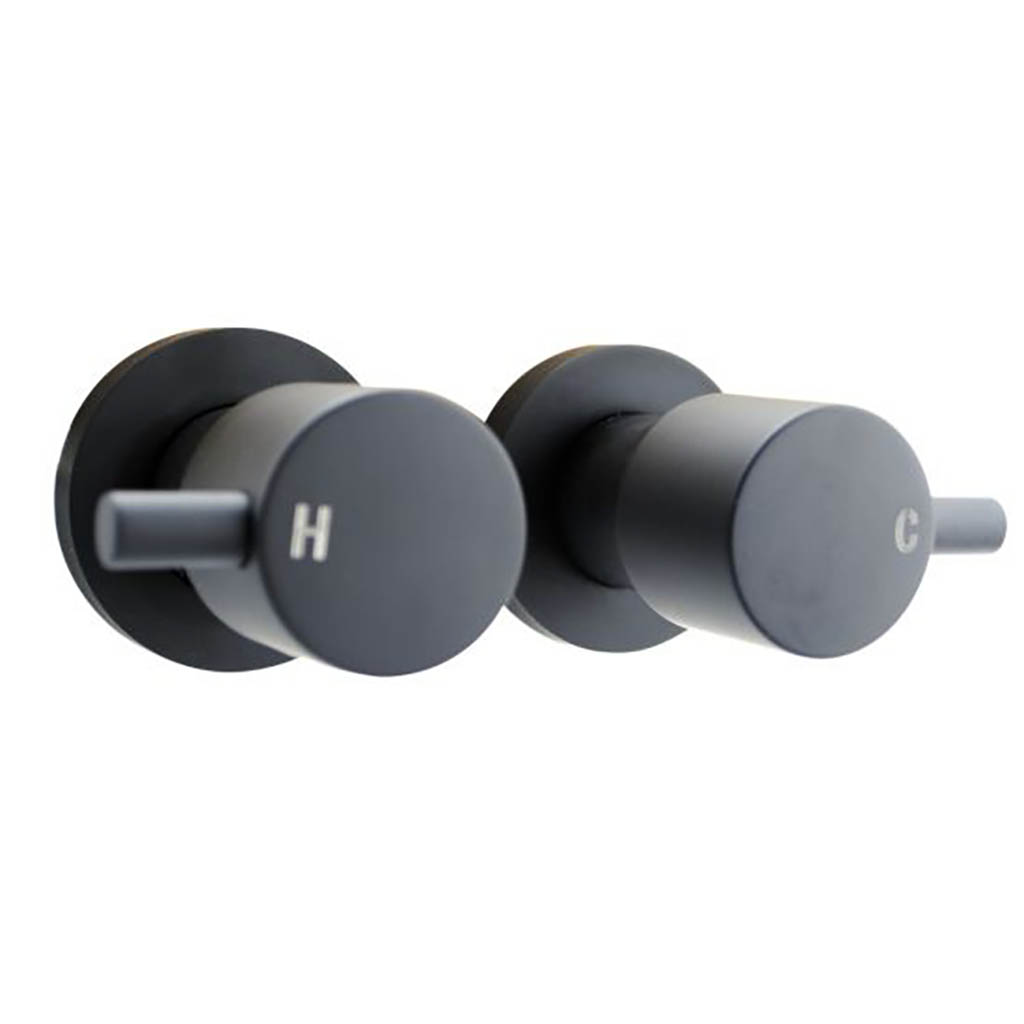 Pentro Brass Matte Black Round Shower Taps Set YT GROUP