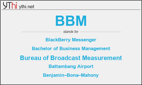 What does BBM mean? What is the full form of BBM? » English