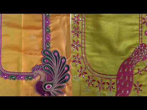 Simple Thread Embroidery Work Blouse Design Collection For Silk