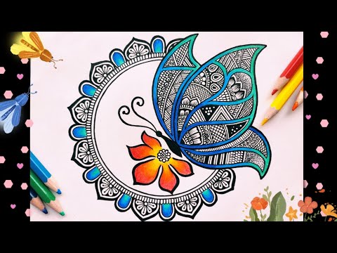 Download Butterfly Mandala Art For Beginners Step By Step Mandala Drawing Zentangle Art D Lagu Mp3 Mp3 Dragon
