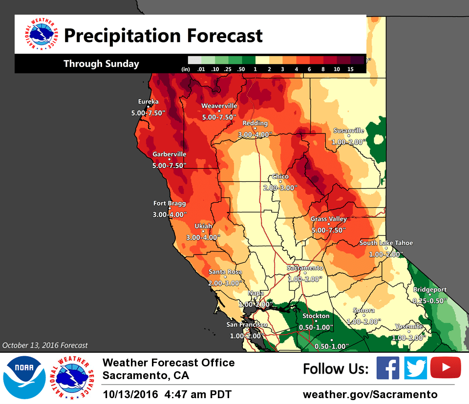 Atmospheric river points at Northern California, wet and windy weekend