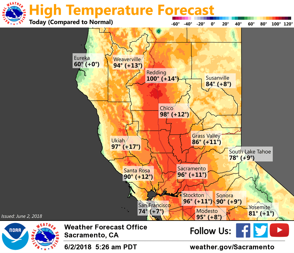 Very warm weather across interior Northern California this weekend