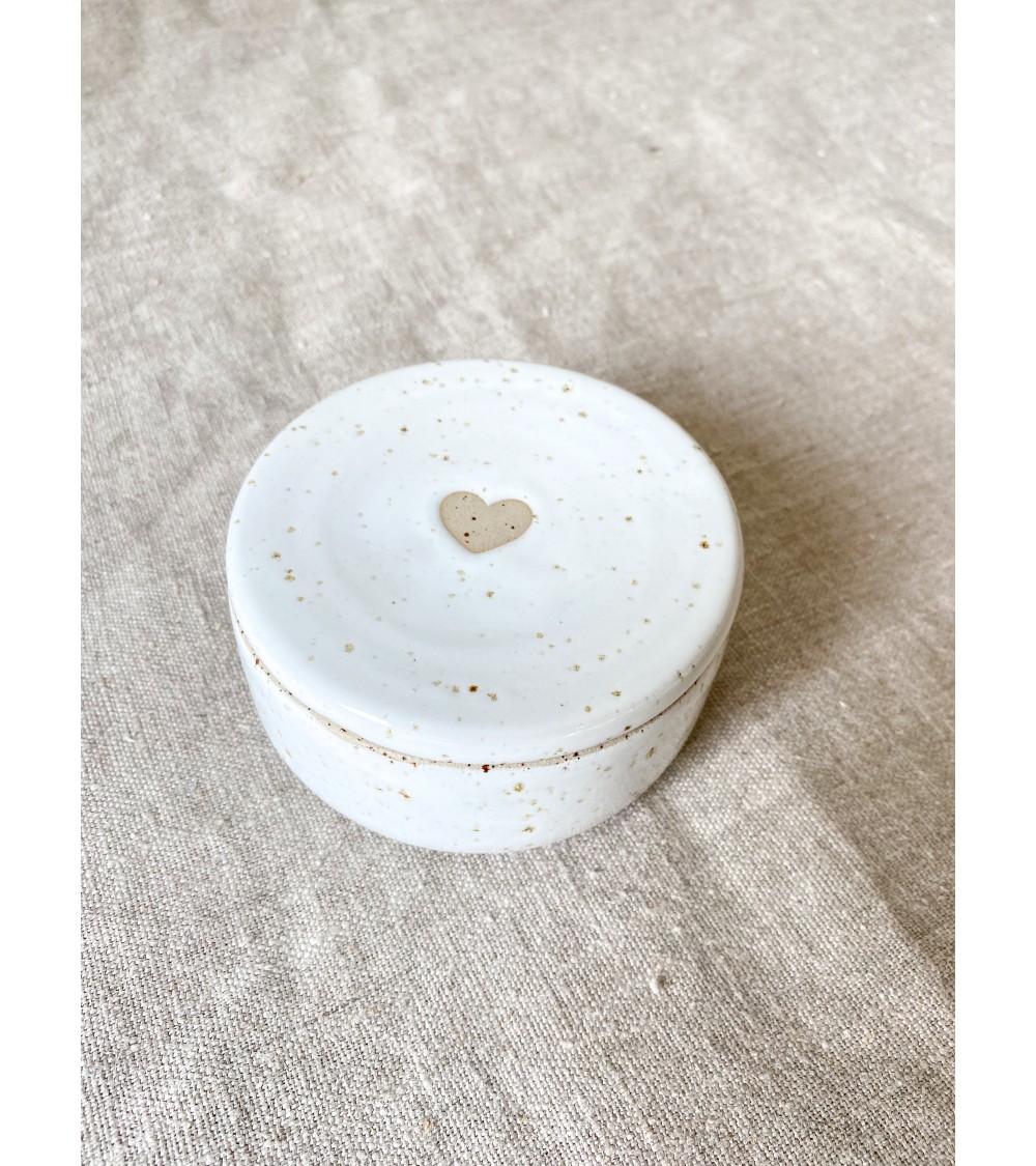 Handmade ceramic lidded heart jar