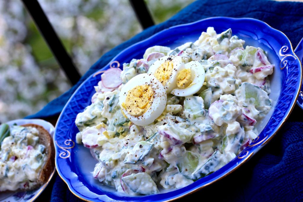 Light And Fresh Cucumber Radish Egg Salad Yuli Cooks
