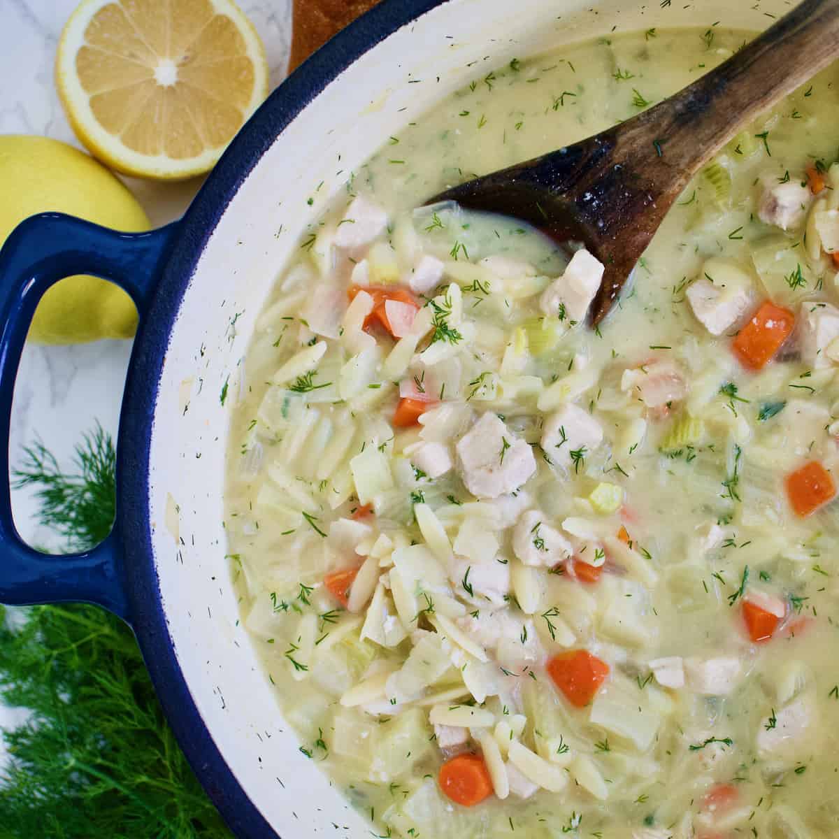 Lemon Chicken Orzo Soup with Fennel and Dill Yummy Noises