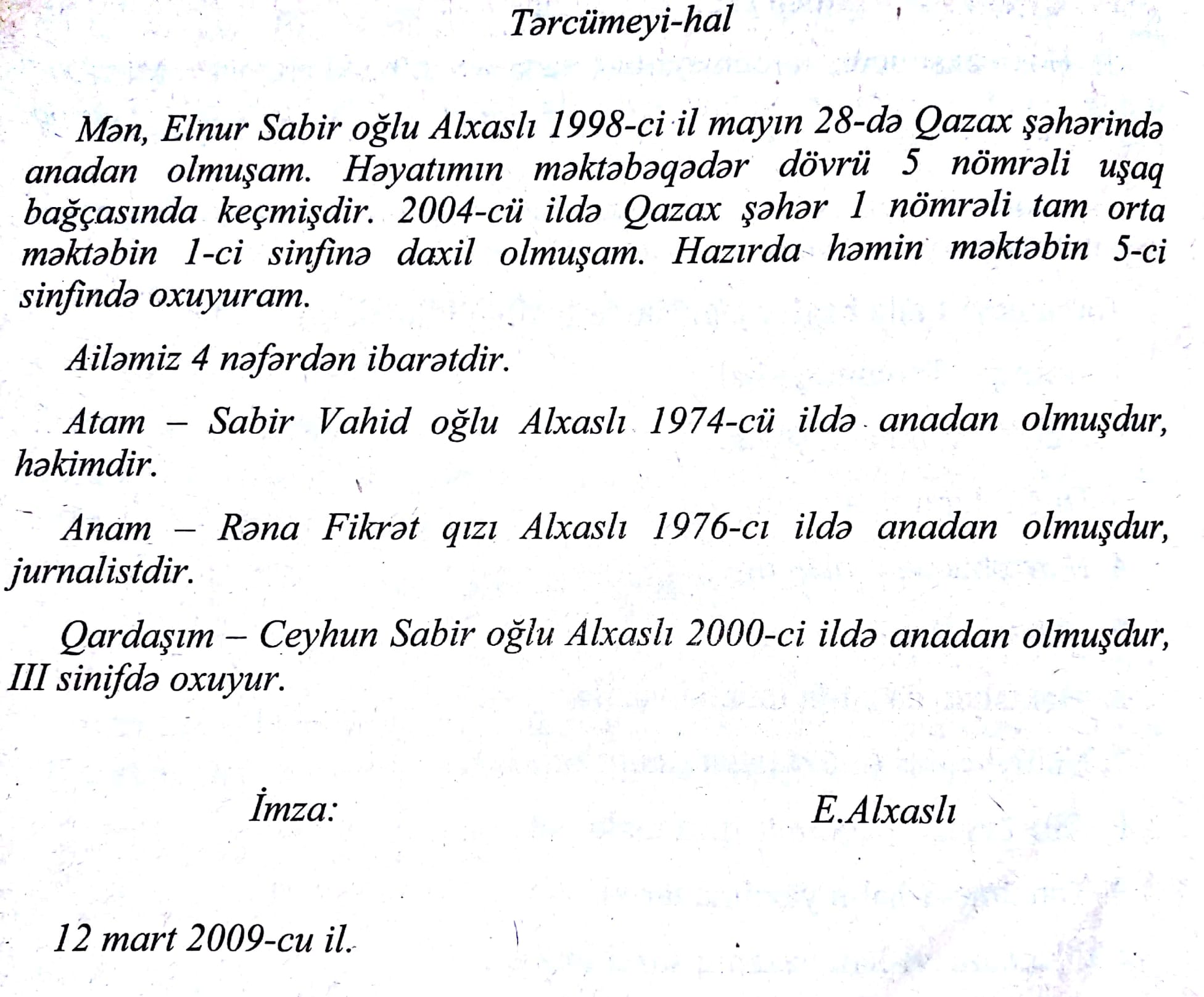 Tercumeyi Hal Nece Yazilir? Tərcümeyihal Yazmaq Nümunəsi