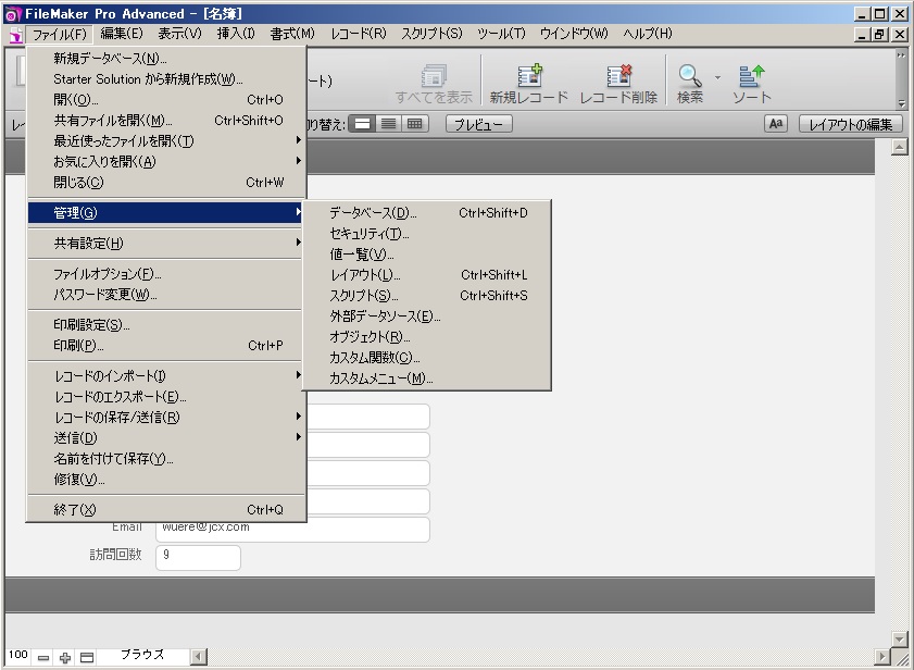 ファイルメーカー（FileMaker Pro 12）のアクセス権セット（デフォルト編） YWCの