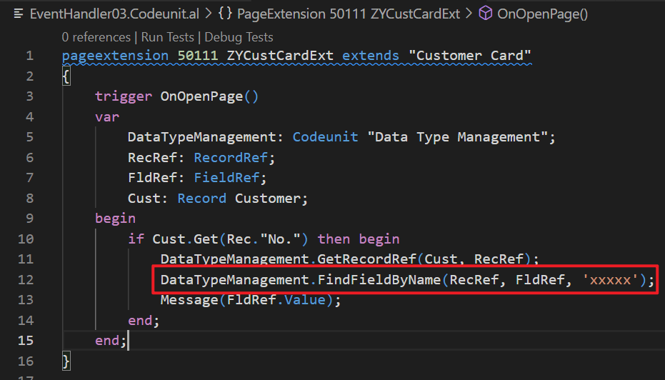 Dynamics 365 Business Central How to find field value by its text name