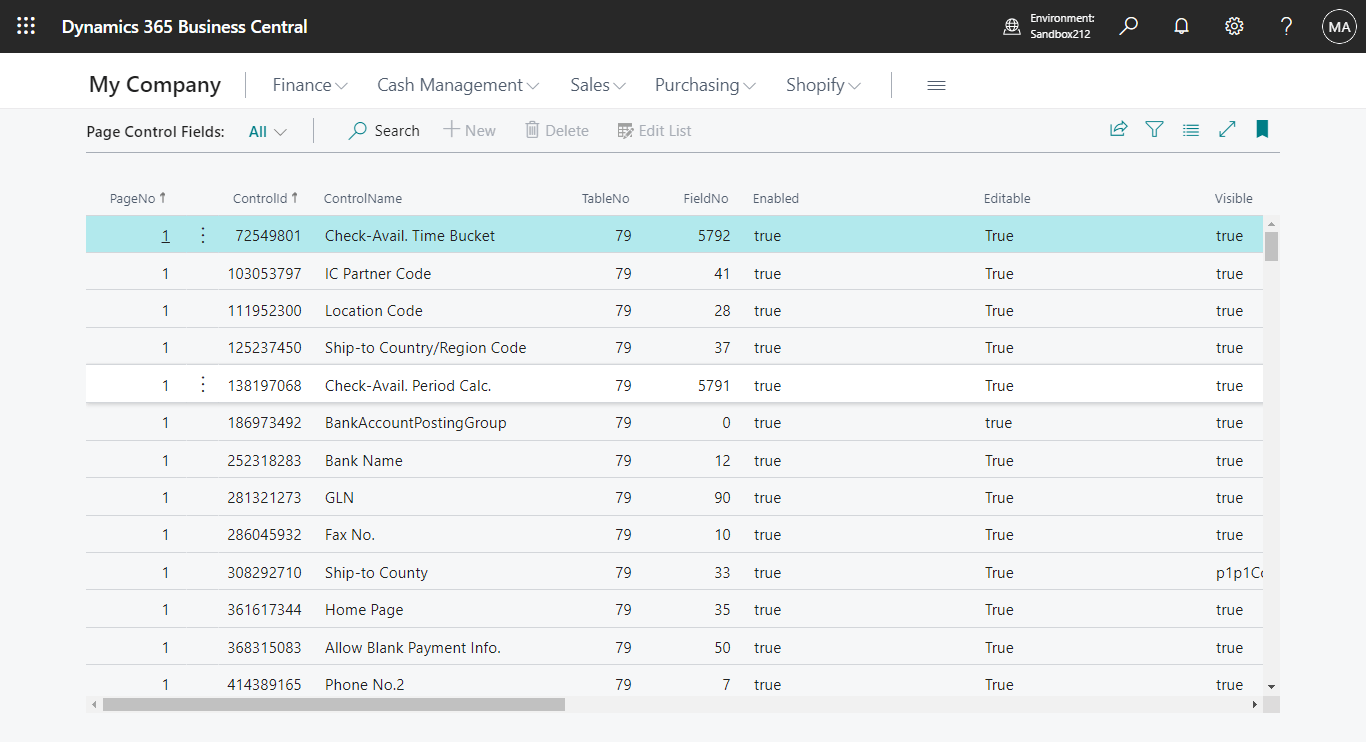 How to export all fields/controls in all pages in Dynamics 365 Business