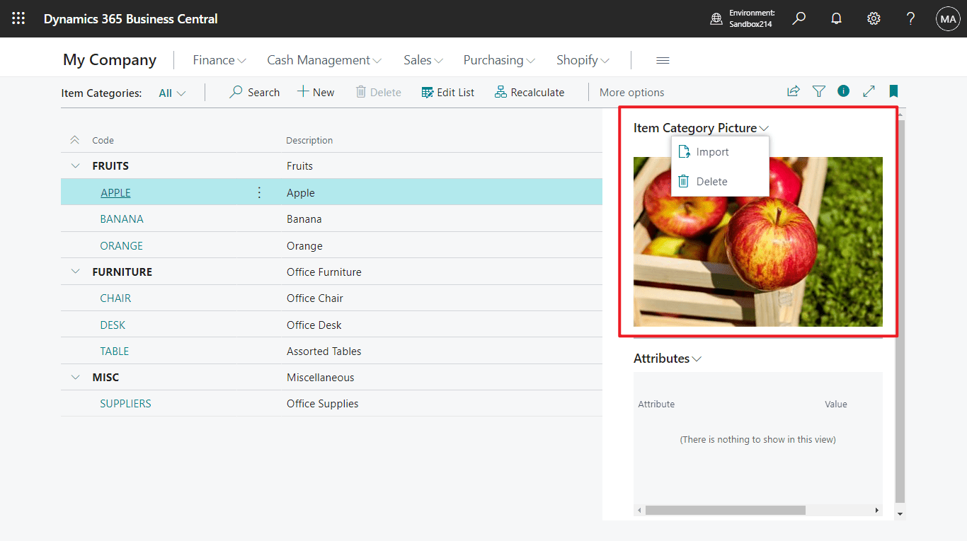Dynamics 365 Business Central How to add a picture to Item Category