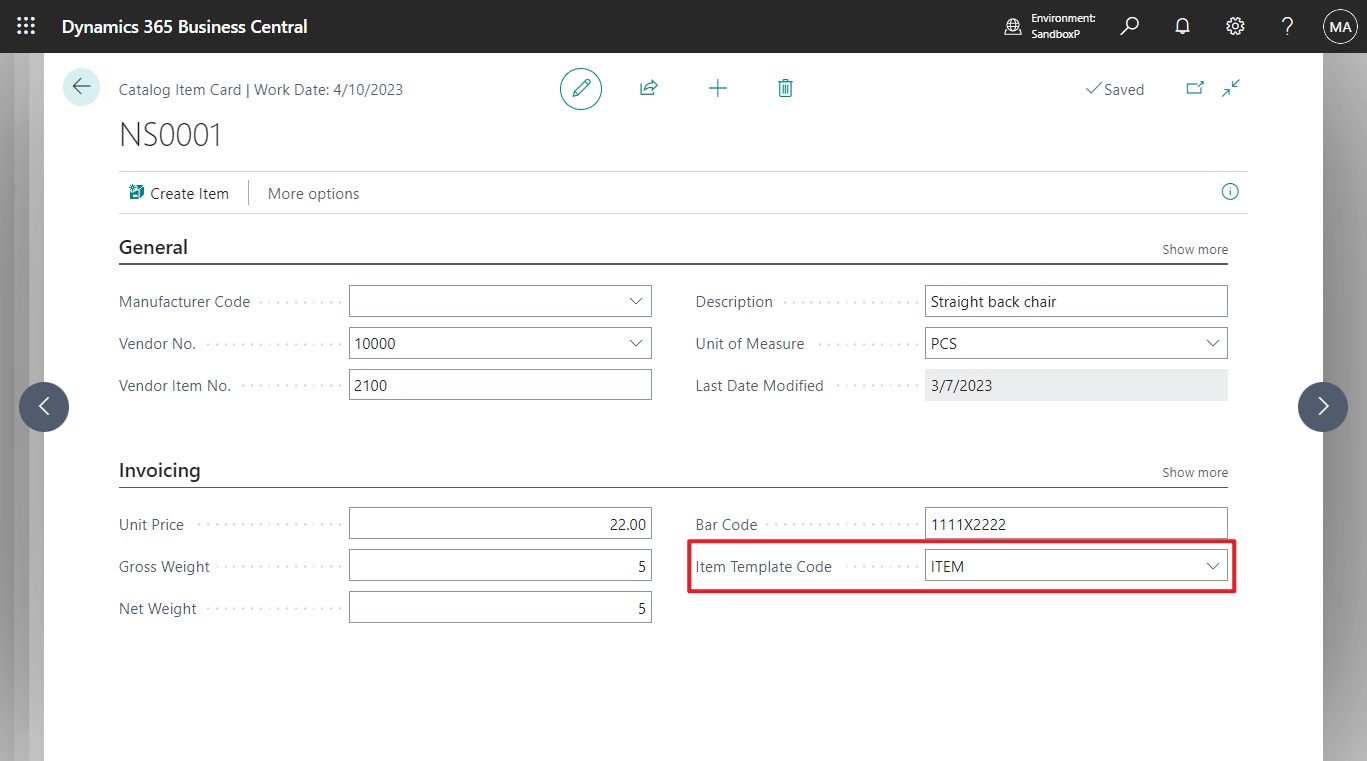 Business Central 2023 wave 1 (BC22) new features Catalog items use