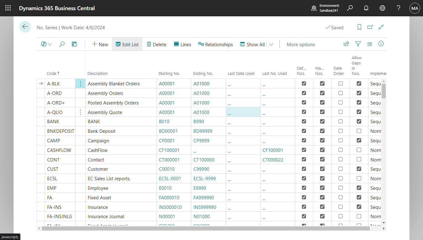 Dynamics 365 Business Central New “No. Series” module (Codeunit
