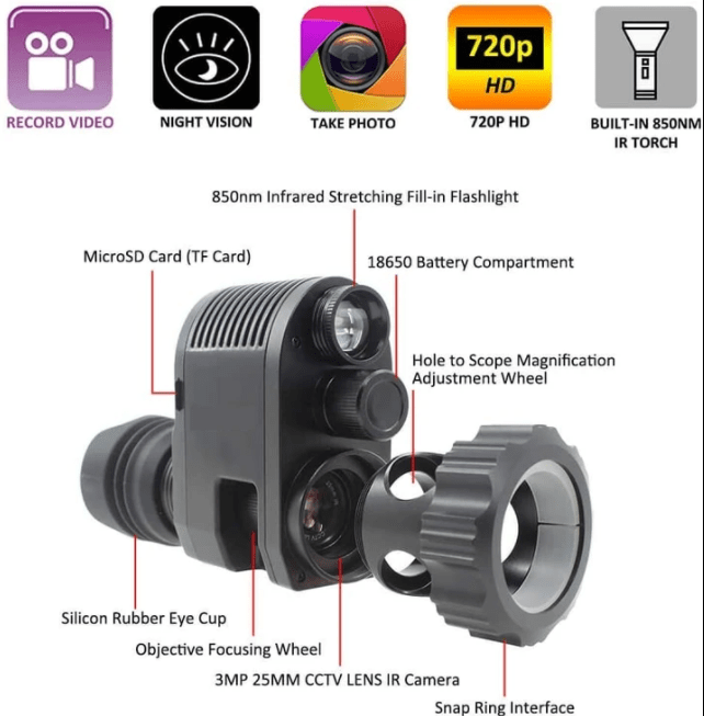 Digital night vision rifle scope adapter Megaorei 3 Digitala sikten