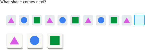IXL Find the next shape in a repeating pattern (Grade 6 maths practice)