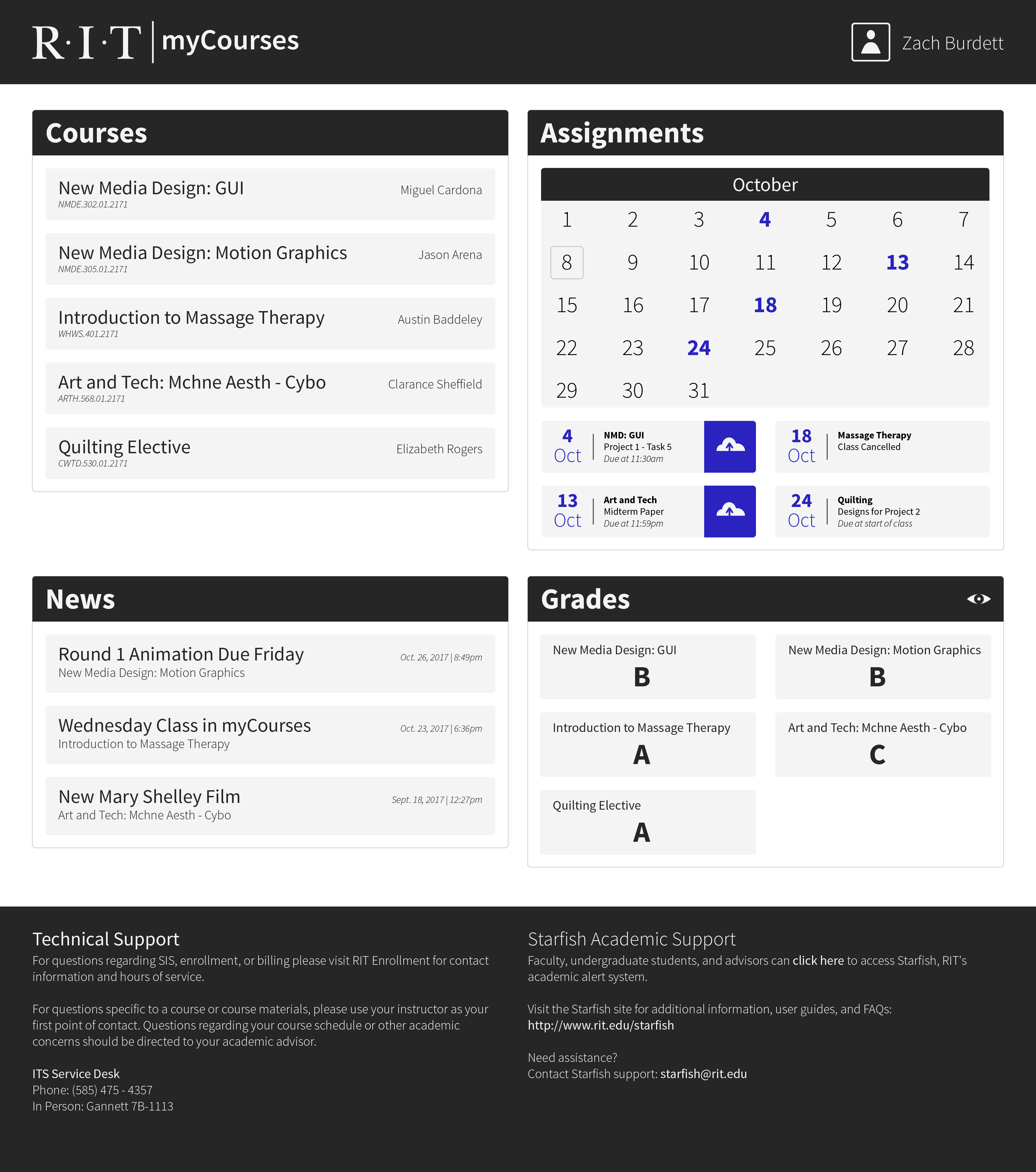 MyCourses Redesign Zach Burdett