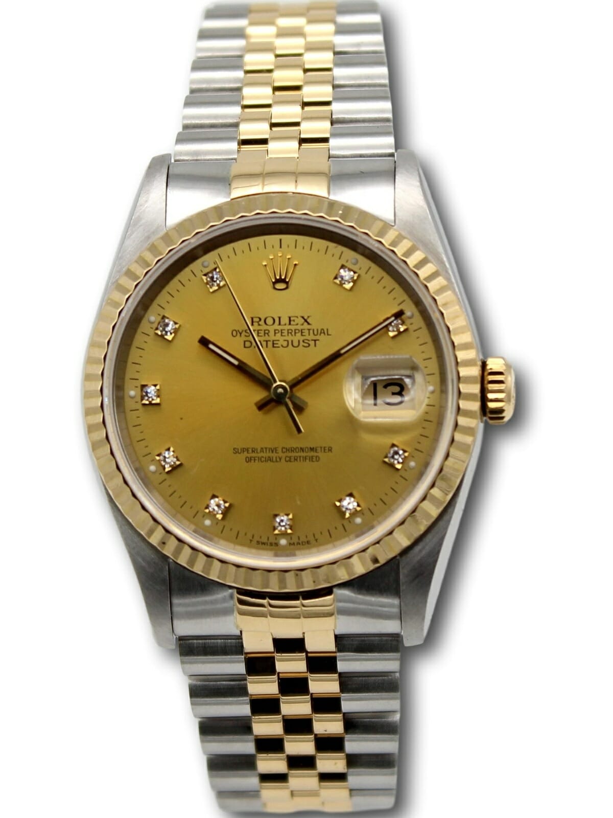 Rolex Datejust 36 Two Tone Champagne Diamond Dial Jubilee Bracelet 16233