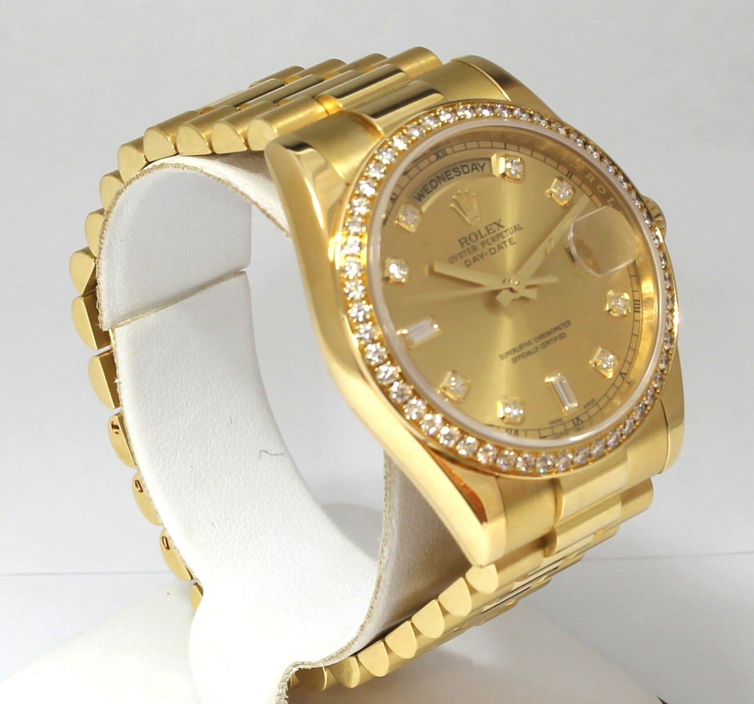 Rolex DayDate 36mm Yellow Gold Diamond Dial and Bezel 118238