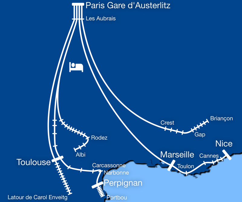 Overview maps of longdistance rail in Europe