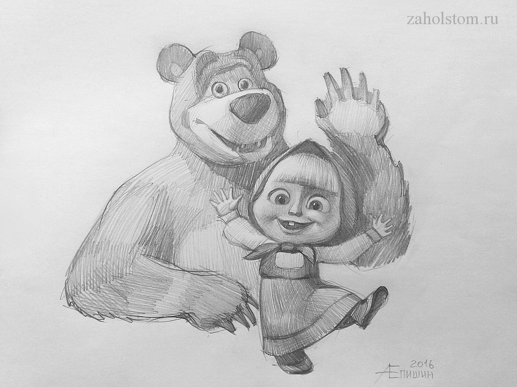 нарисовать машу из мультика