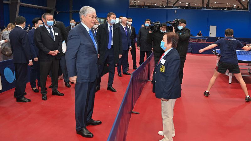 Токаев посетил Центр настольного тенниса
