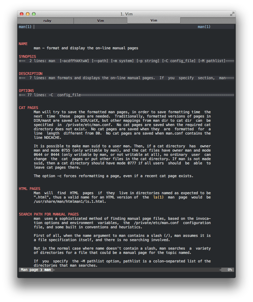 Using Vim as MANPAGER Zameer Manji