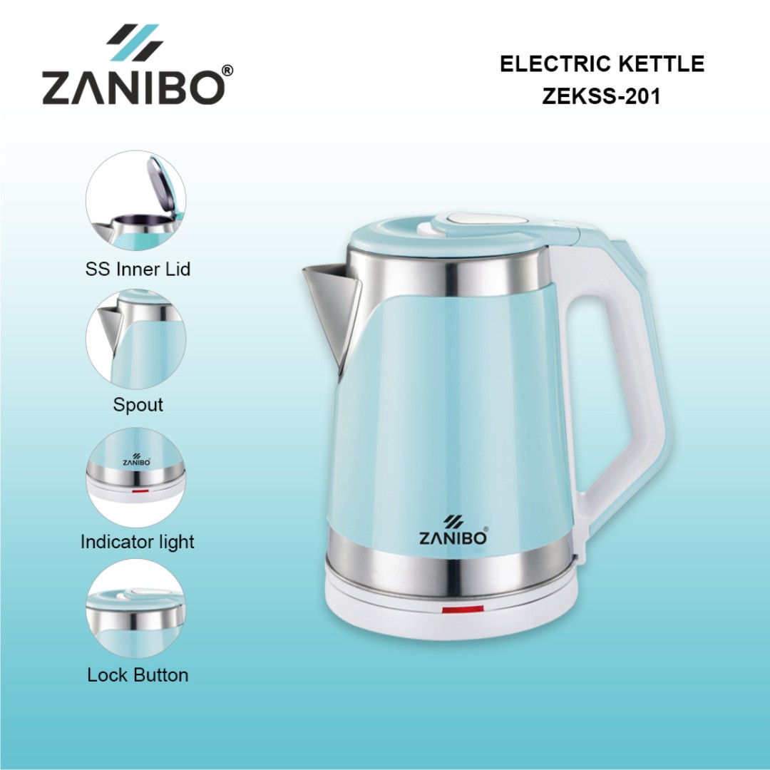 ZANIBO Cordless 1500W Electric Kettle 2 litre (ZEKSS201, Blue) Zanibo