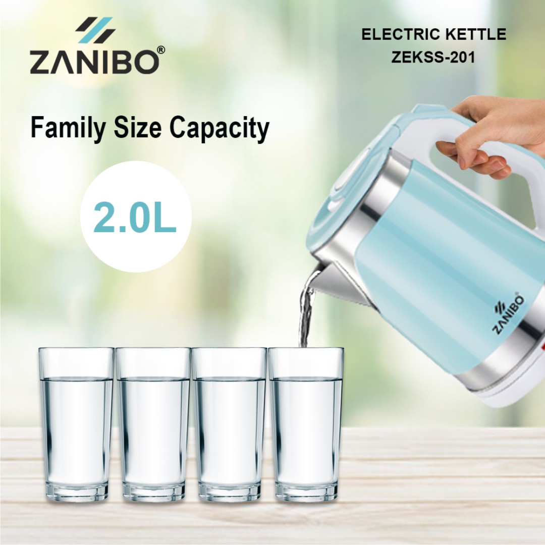 ZANIBO Cordless 1500W Electric Kettle 2 litre (ZEKSS201, Blue) Zanibo