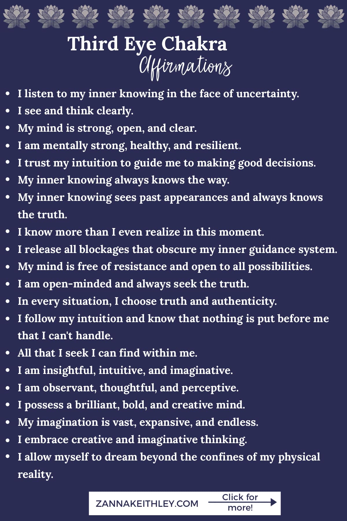 40 Third Eye Chakra Affirmations for Clarity and Insight Zanna Keithley